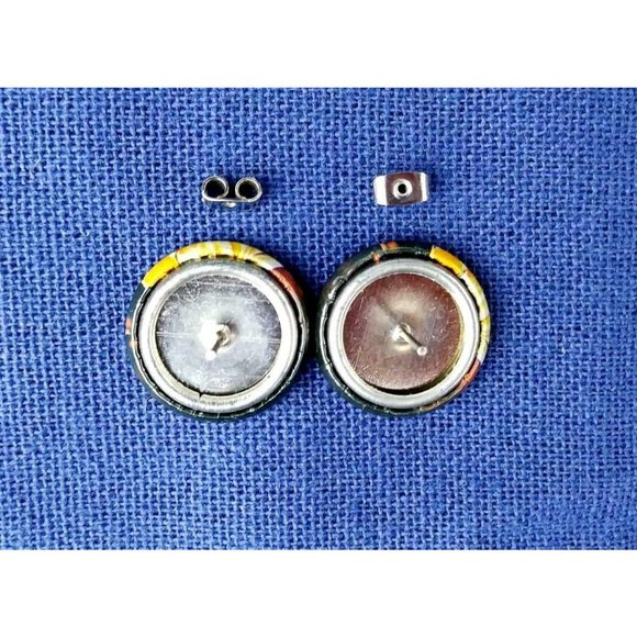 David Bowie Earrings Vintage Singing Modern Love Picture 1980s Pierced Post Stud - Picture 3 of 4